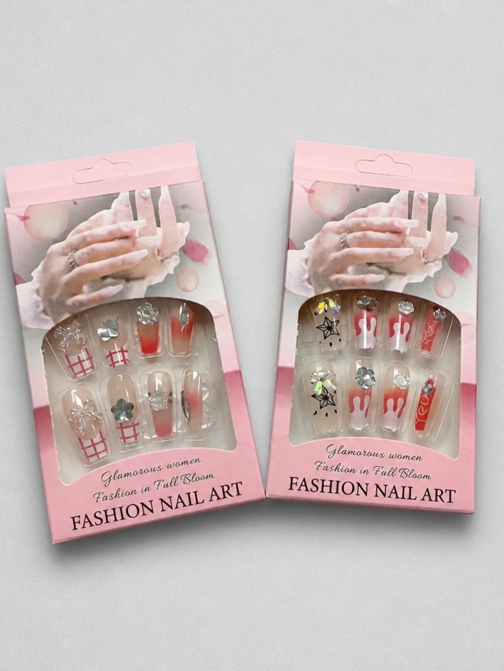 NIB TWO Boxes Press On Nails with Nail Art